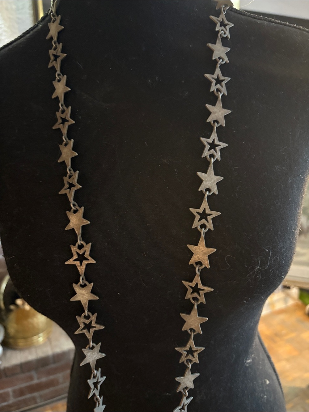 Vintage Star Link Necklace in antique gold